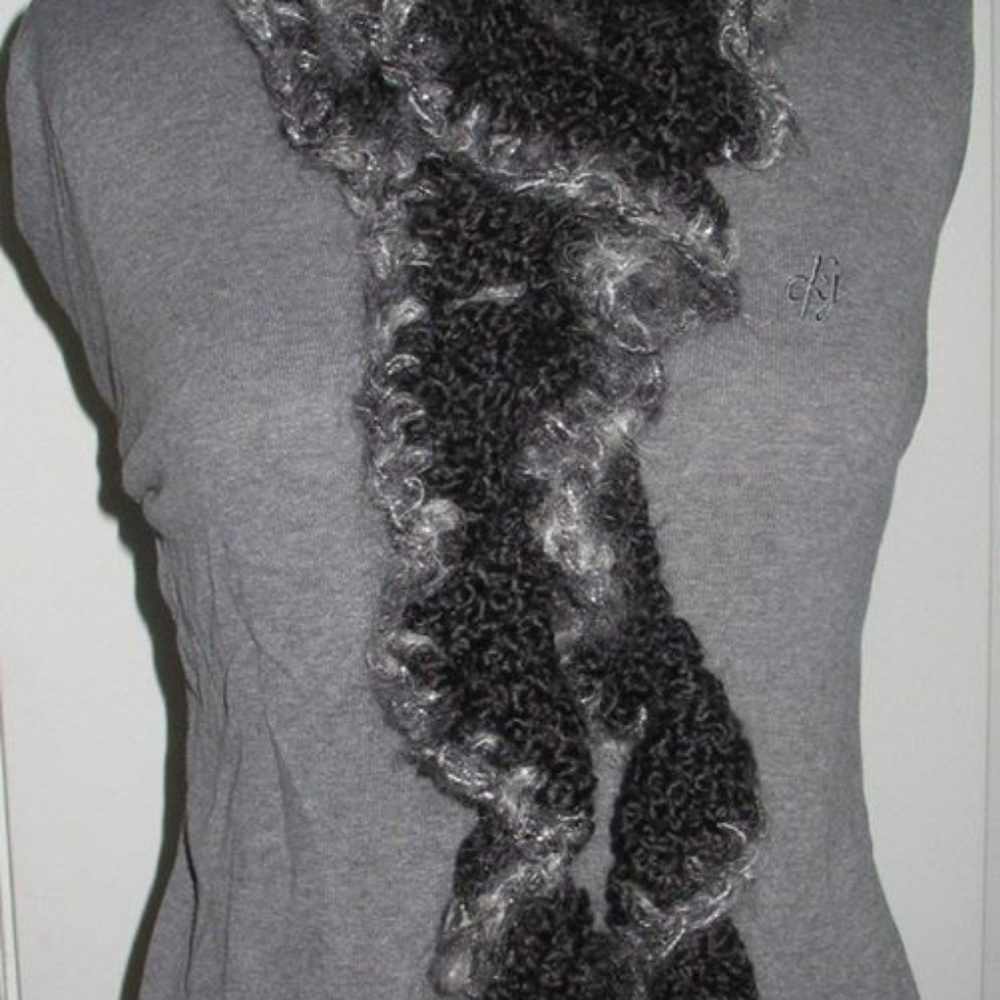 Extra Long Curly Monhair Scarf-Hand Crocheted/NEW